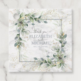 Dusty Botanical Greenery Gold Marble Wedding Bedankjes Labels