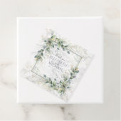 Dusty Botanical Greenery Gold Marble Wedding Bedankjes Labels (In situ)