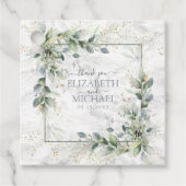 Dusty Botanical Greenery Gold Marble Wedding Bedankjes Labels (Voorkant)