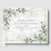 Dusty Botanical Greenery Gold Marble Wedding Gastenboek (Voorkant)