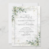 Dusty Botanical Greenery Gold Photo Wedding Kaart (Voorkant)