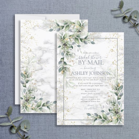 Dusty Botanical Greenery Gold Shower per Mail Kaart