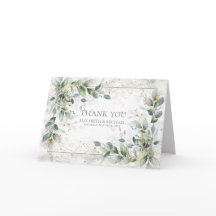 Dusty Botanical Greenery Gouden Marmer Dank u