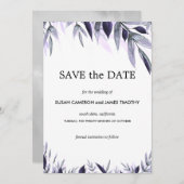 Dusty Botanische Bloemen Bruiloft Save the Date Ka (Voorkant / Achterkant)