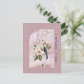 Dusty Bourgondië Magnolia Blossoms Bruiloft Dank u Briefkaart (Staand voorkant)