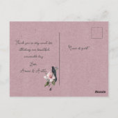 Dusty Bourgondië Magnolia Blossoms Bruiloft Dank u Briefkaart (Achterkant)