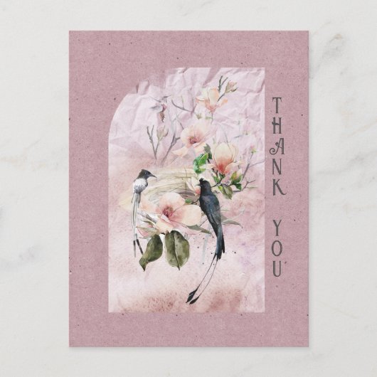 Dusty Bourgondië Magnolia Blossoms Bruiloft Dank u Briefkaart (Voorkant)