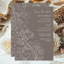 Dusty Brown Elegant Bloemen Bruiloft Save The Date