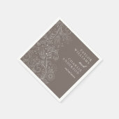 Dusty Brown Elegant Bloemen Bruiloft Servet (Hoek)
