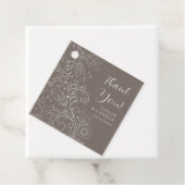 Dusty Brown Elegant Floral Wedding Dank u Bedankjes Labels (In situ)