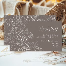 Dusty Brown Elegant Floral Wedding Registry Informatiekaartje