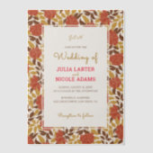 Dusty Brunt Orange Peony Flowers Fall Wedding Vellum Uitnodigingen (Voorkant)