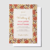 Dusty Brunt Orange Peony Flowers Fall Wedding Vellum Uitnodigingen (Offset)