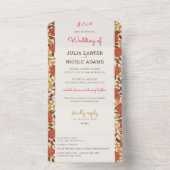 Dusty Brunt Sinaasappel Pioen Bloemen Herfst Bruil All In One Uitnodiging (Binnen)