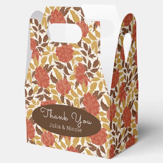 Dusty Brunt Sinaasappel Pioen Bloemen Herfst Bruil Bedankdoosjes (Geopend)