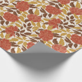 Dusty Brunt Sinaasappel Pioen Bloemen Herfst Bruil Cadeaupapier (Hoek)