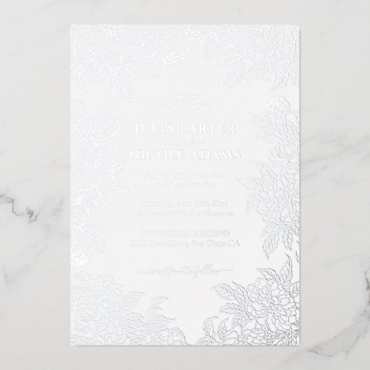 Dusty Brunt Sinaasappel Pioen Bloemen Herfst Bruil Folie Uitnodiging (Voorkant)