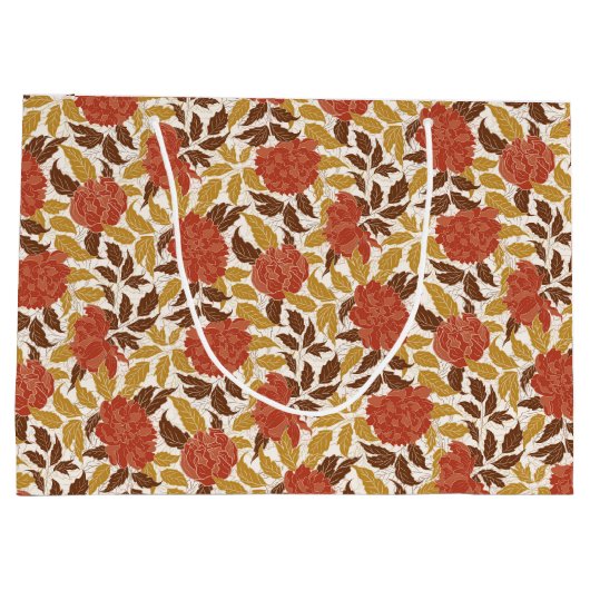 Dusty Brunt Sinaasappel Pioen Bloemen Herfst Bruil Groot Cadeauzakje (Achterkant)