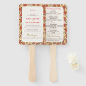 Dusty Brunt Sinaasappel Pioen Bloemen Herfst Bruil Handwaaier (Voorkant en achterkant)