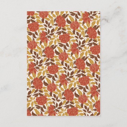 Dusty Brunt Sinaasappel Pioen Bloemen Herfst Bruil Informatiekaartje (Achterkant)