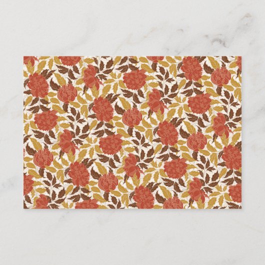 Dusty Brunt Sinaasappel Pioen Bloemen Herfst Bruil Informatiekaartje (Achterkant)