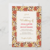 Dusty Brunt Sinaasappel Pioen Bloemen Herfst Bruil Kaart (Voorkant)