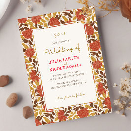 Dusty Brunt Sinaasappel Pioen Bloemen Herfst Bruil Kaart