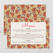 Dusty Brunt Sinaasappel Pioen Bloemen Herfst Bruil Menu (Voorkant / Achterkant)