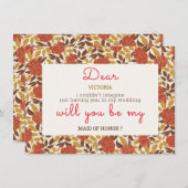 Dusty Brunt Sinaasappel Pioen Bloemen Herfst Bruil Menu (Voorkant / Achterkant)