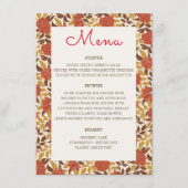 Dusty Brunt Sinaasappel Pioen Bloemen Herfst Bruil Menu (Voorkant)