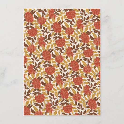 Dusty Brunt Sinaasappel Pioen Bloemen Herfst Bruil Menu (Achterkant)