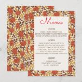 Dusty Brunt Sinaasappel Pioen Bloemen Herfst Bruil Menu (Voorkant / Achterkant)