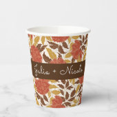 Dusty Brunt Sinaasappel Pioen Bloemen Herfst Bruil Papieren Bekers (Links)