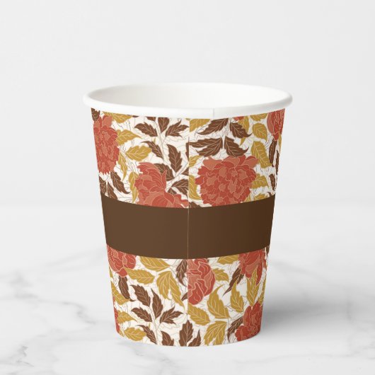 Dusty Brunt Sinaasappel Pioen Bloemen Herfst Bruil Papieren Bekers (Rechts)