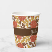 Dusty Brunt Sinaasappel Pioen Bloemen Herfst Bruil Papieren Bekers (Voorkant)