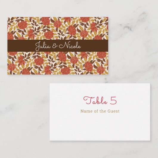 Dusty Brunt Sinaasappel Pioen Bloemen Herfst Bruil Plaatskaartje (Voorkant / Achterkant)