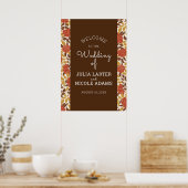 Dusty Brunt Sinaasappel Pioen Bloemen Herfst Bruil Poster (Keuken)