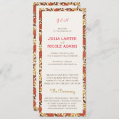 Dusty Brunt Sinaasappel Pioen Bloemen Herfst Bruil Programmakaart (Voorkant / Achterkant)