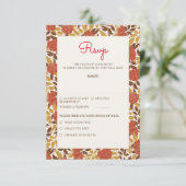 Dusty Brunt Sinaasappel Pioen Bloemen Herfst Bruil RSVP Kaartje (Staand voorkant)