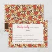 Dusty Brunt Sinaasappel Pioen Bloemen Herfst Bruil RSVP Kaartje (Voorkant / Achterkant)