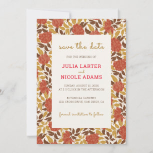 Dusty Brunt Sinaasappel Pioen Bloemen Herfst Bruil Save The Date