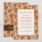 Dusty Brunt Sinaasappel Pioen Bloemen Herfst Bruil Save The Date (Voorkant / Achterkant)