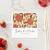 Dusty Brunt Sinaasappel Pioen Bloemen Herfst Bruil Servet (Insitu)