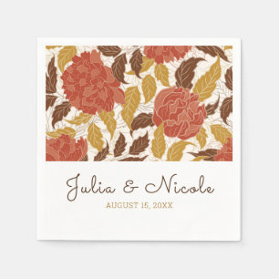 Dusty Brunt Sinaasappel Pioen Bloemen Herfst Bruil Servet