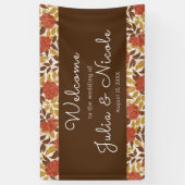 Dusty Brunt Sinaasappel Pioen Bloemen Herfst Bruil Spandoek (Verticaal)