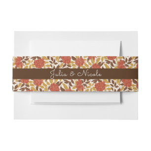 Dusty Brunt Sinaasappel Pioen Bloemen Herfst Bruil Uitnodigingen Wikkel