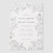 Dusty Brunt Sinaasappel Pioen Bloemen Herfst Bruil Vellum Uitnodigingen (Voorkant)