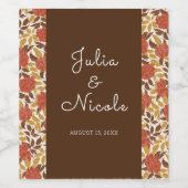 Dusty Brunt Sinaasappel Pioen Bloemen Herfst Bruil Wijn Etiket (Enkel label)