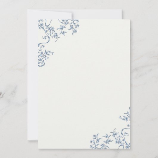 Dusty Bue Chinoiserie Baby shower Tea Party Kaart (Achterkant)