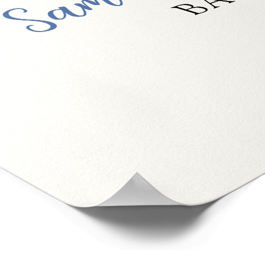 Dusty Bue Chinoiserie Baby shower Welkomstbord Poster (Hoek)